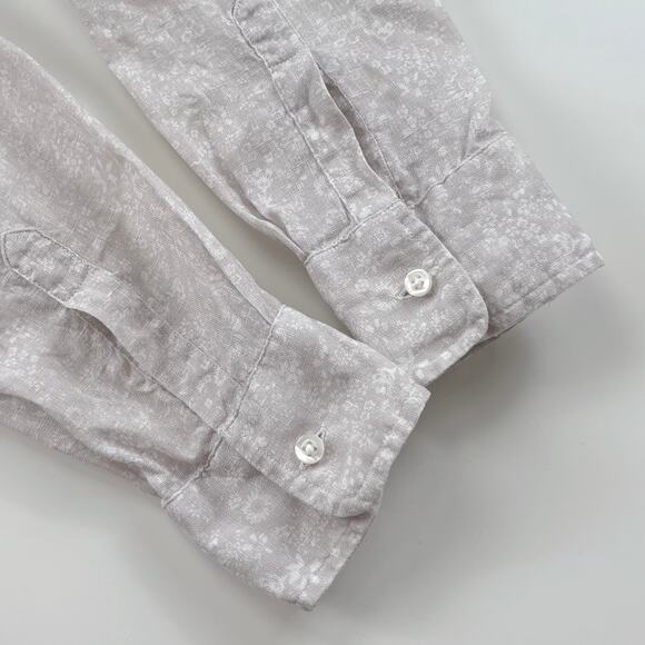 Frank & Eileen Linen Floral Eileen Button Down Shirt Small Neutral Lagenlook - Picture 5 of 12